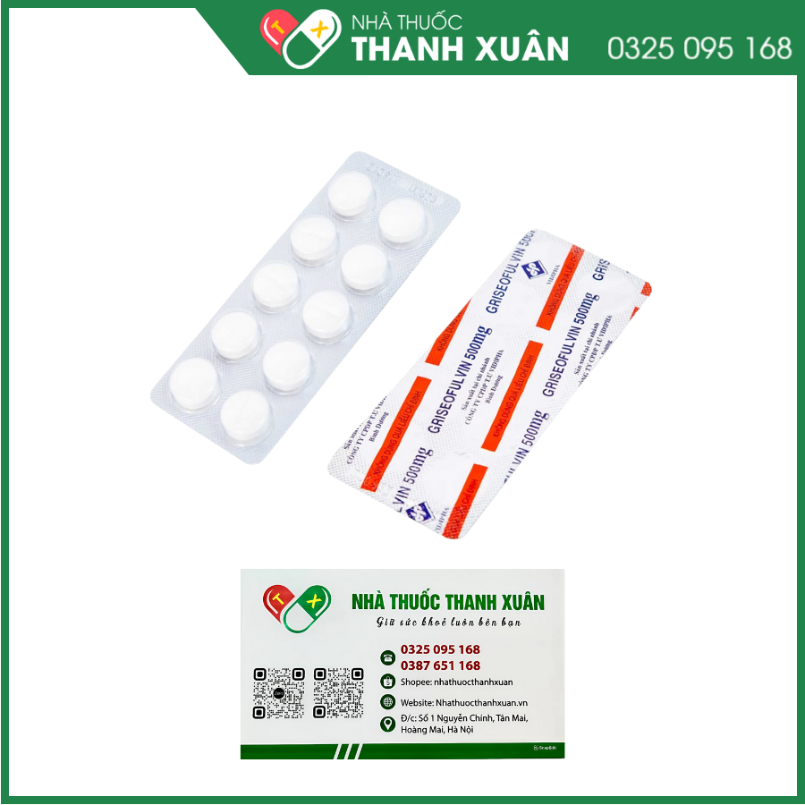 Griseofulvin 500 điều trị các bệnh nấm da, tóc và móng